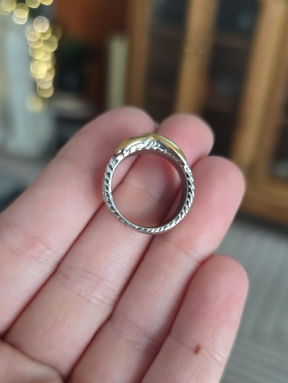 Textured Multi-Row Rope Statement Ring with Gold-Tone X Accent - Picture 4 of 9